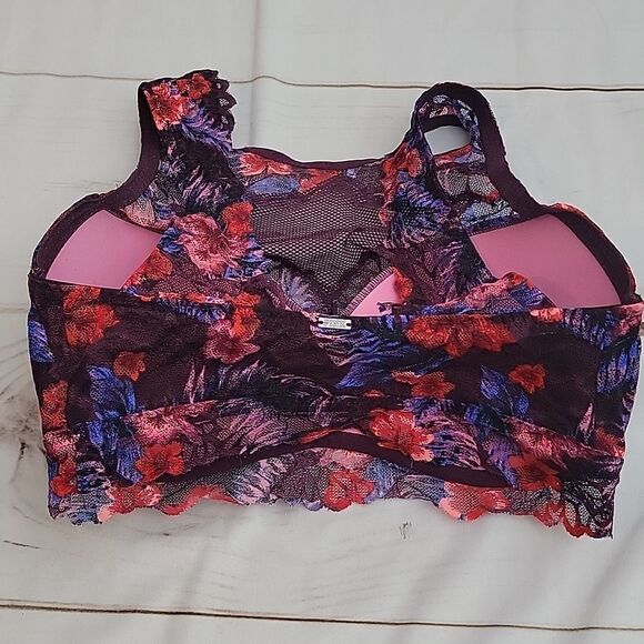 𝅺womens Victoria's Secret Pink Bralette size Small Beautiful Flower Fall Colors - Picture 3 of 6